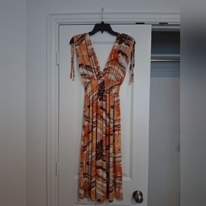 Elegant Brown and Orange Women's Dress